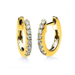 Creolen aus 750 Gold Gelbgold 16 Brillanten 0,16ct TW-SI 9,5x1,7mm