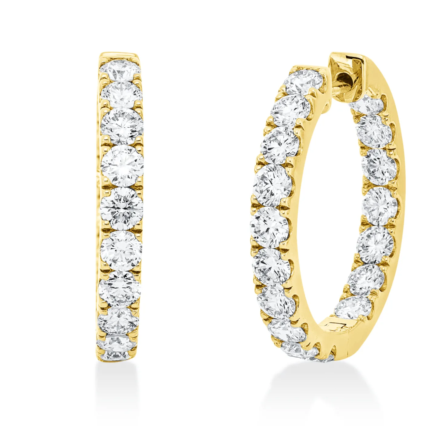 Creolen aus 750 Gold Gelbgold 34 Brillanten 4,09ct TW-SI 24,2x3,2mm