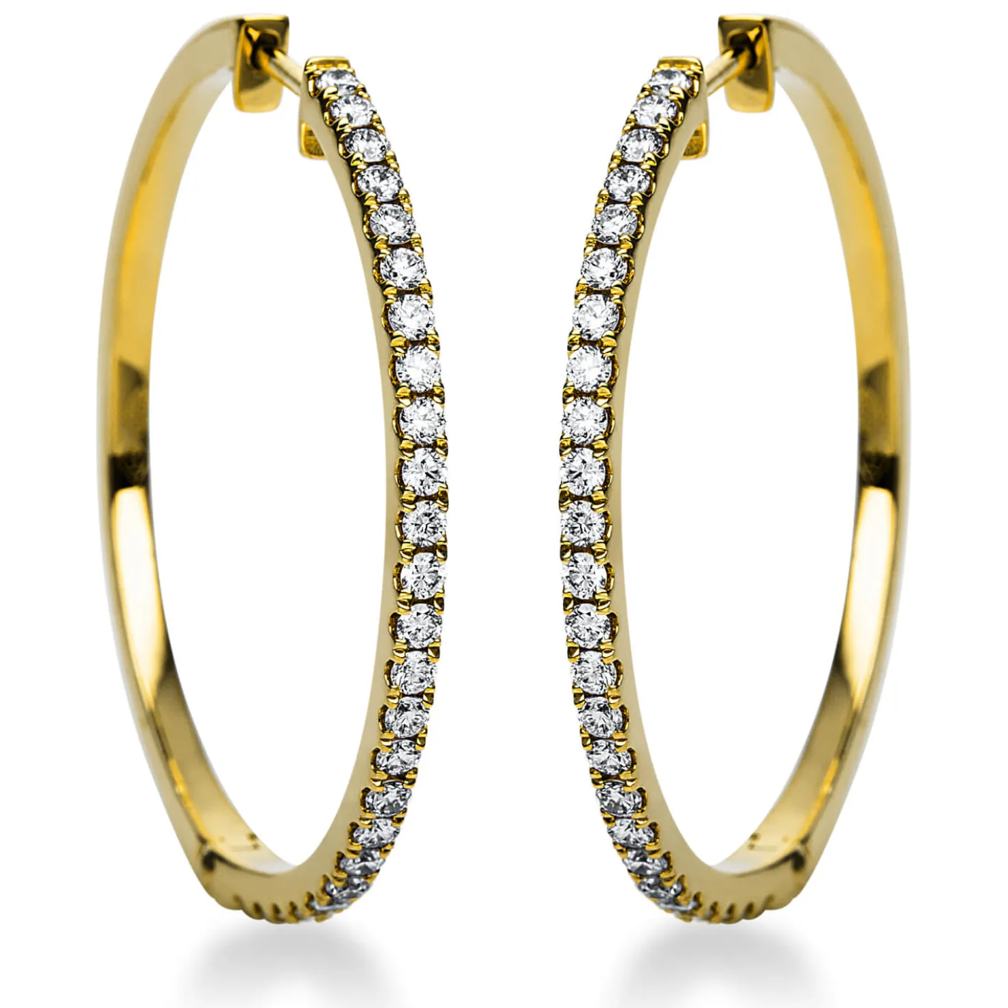 Creolen aus 750 Gold Gelbgold 50 Brillanten 0,7ct TW-SI 30x1,8mm