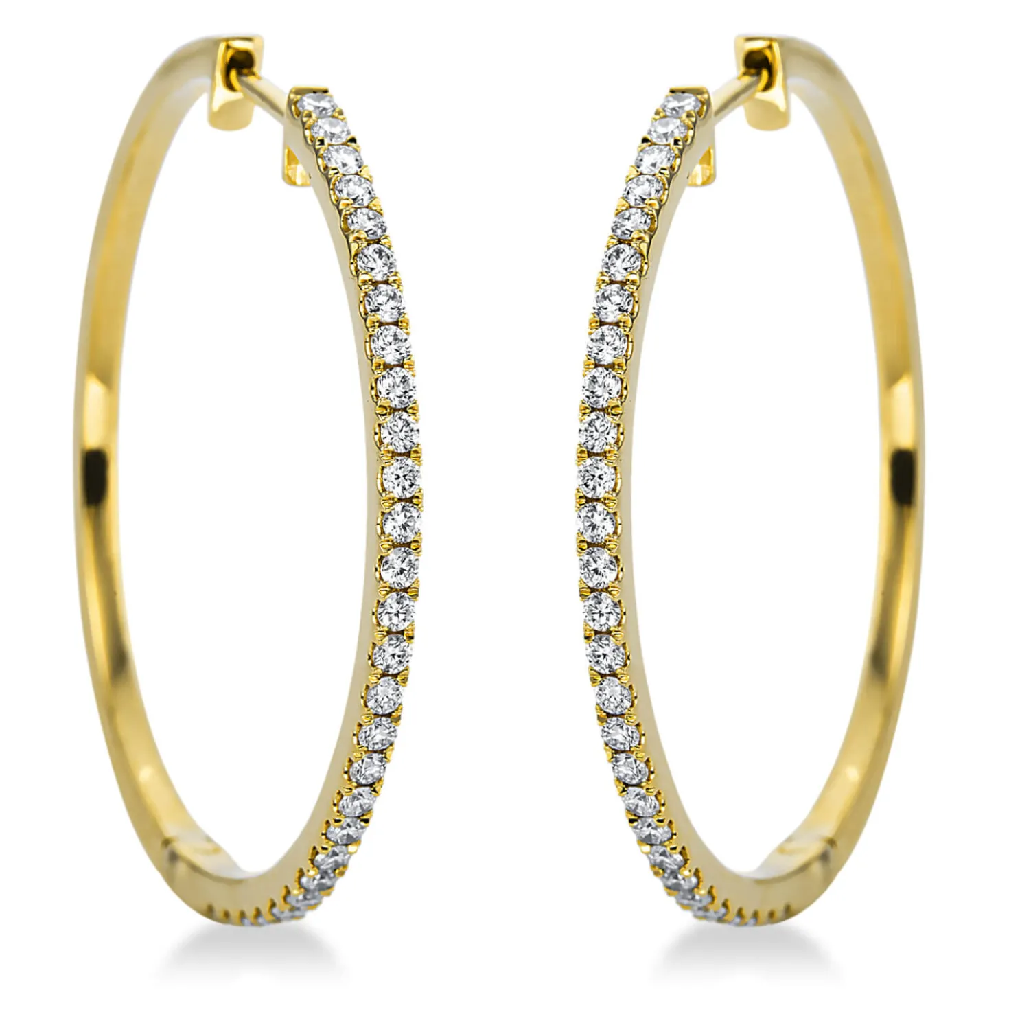 Creolen aus 750 Gold Gelbgold 56 Brillanten 0,51ct TW-SI 29,5x1,4mm