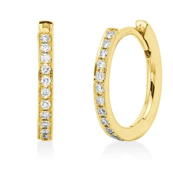 Creolen aus 750 Gold Gelbgold 24 Brillanten 0,15ct TW-SI 13,3x1,8mm