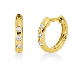 Creolen aus 750 Gold Gelbgold 6 Brillanten 0,09ct TW-SI 12,2x2,1mm