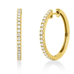Creolen aus 750 Gold Gelbgold 36 Brillanten 0,61ct TW-SI 24,7x2mm