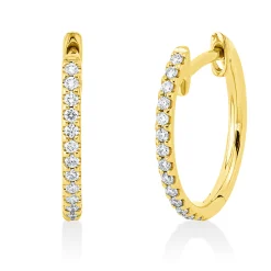 Creolen aus 750 Gold Gelbgold 28 Brillanten 0,14ct TW-SI 14,6x1,6mm