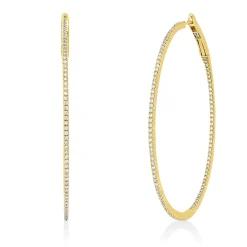 Creolen aus 750 Gold Gelbgold 224 Brillanten 0,61ct TW-SI 50x1,2mm