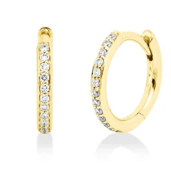 Creolen aus 750 Gold Gelbgold 26 Brillanten 0,1ct TW-SI 11,6x1,7mm