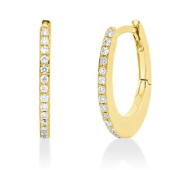 Creolen aus 750 Gold Gelbgold 28 Brillanten 0,14ct TW-SI 15,6x1,5mm