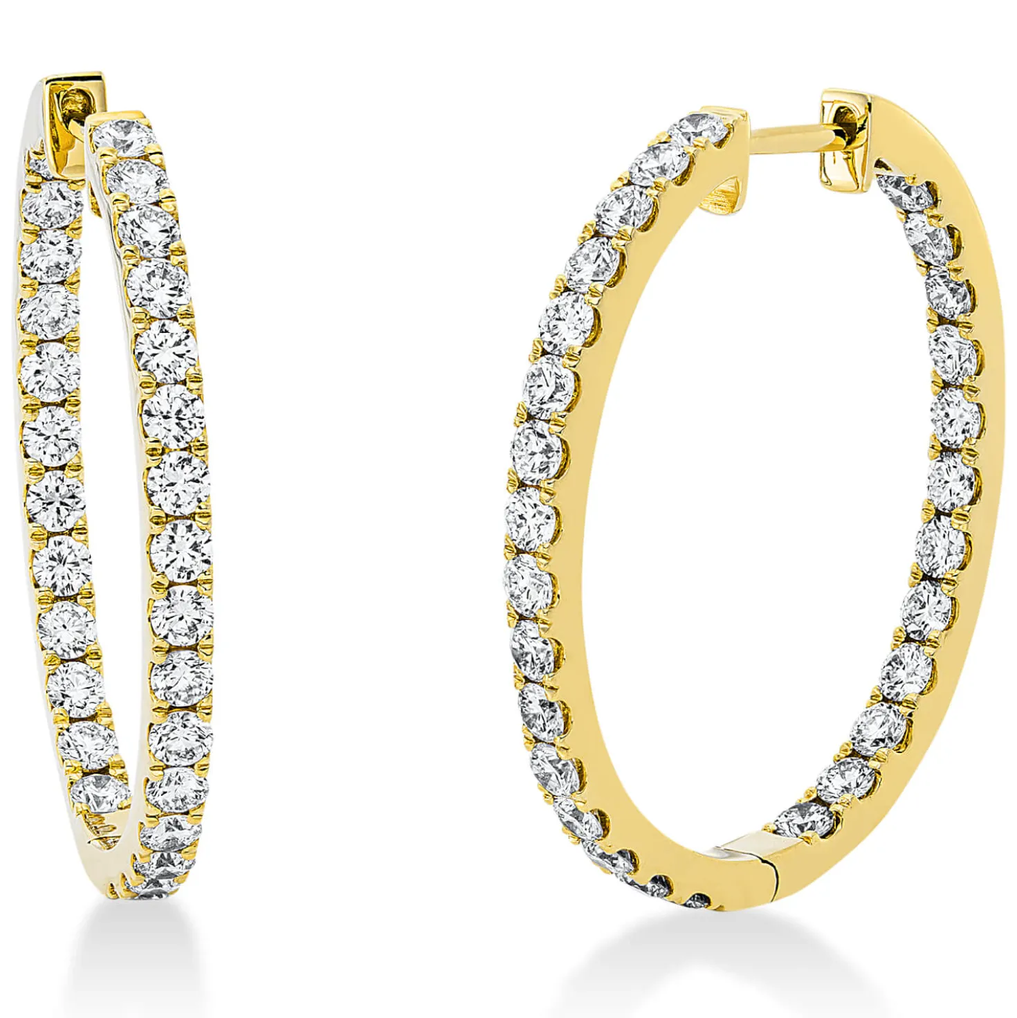 Creolen aus 750 Gold Gelbgold 56 Brillanten 2,47ct TW-SI 29,4x2,5mm