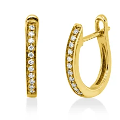 Creolen aus 750 Gold Gelbgold 22 Brillanten 0,08ct TW-SI 13,1x1,7mm