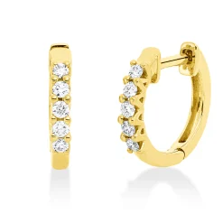 Creolen aus 750 Gold Gelbgold 10 Brillanten 0,19ct TW-SI 13,9x2,3mm