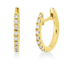Creolen aus 750 Gold Gelbgold 18 Brillanten 0,14ct TW-SI 13x1,5mm