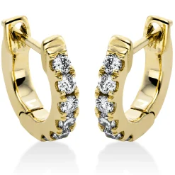 Creolen aus 750 Gold Gelbgold 12 Brillanten 0,21ct TW-SI 10,3x1,9mm