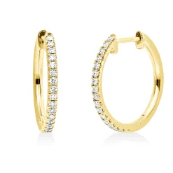 Creolen aus 750 Gold Gelbgold 34 Brillanten 0,17ct TW-SI 14,5x1,2mm