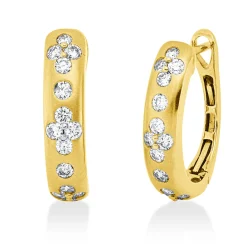 Creolen aus 750 Gold Gelbgold 28 Brillanten 0,76ct TW-SI 18x4,4mm mattiert