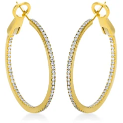 Creolen aus 750 Gold Gelbgold 116 Brillanten 0,88ct TW-VSI 32,9x1,6mm