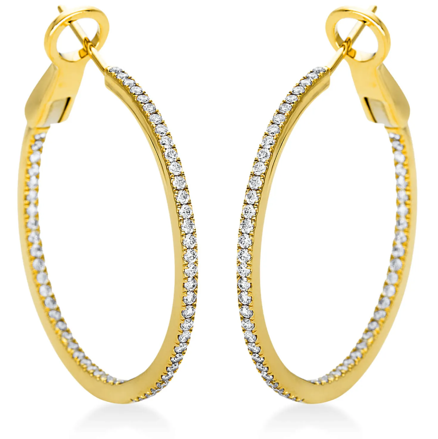 Creolen aus 750 Gold Gelbgold 116 Brillanten 0,88ct TW-VSI 32,9x1,6mm