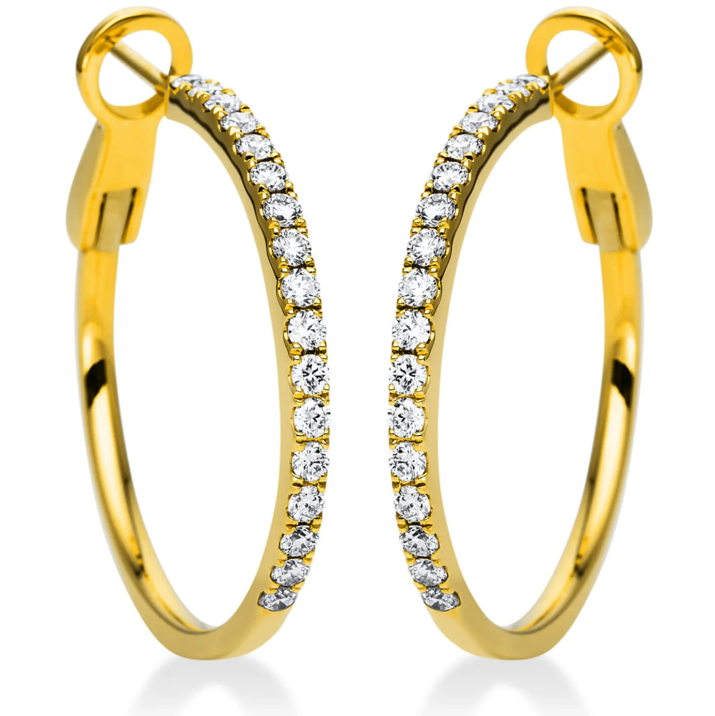 Creolen aus 750 Gold Gelbgold 34 Brillanten 0,99ct TW-VSI 32,7x2mm