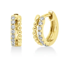Creolen aus 750 Gold Gelbgold 16 Brillanten 0,14ct W-SI 9,6x3mm