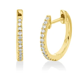 Creolen aus 750 Gold Gelbgold 28 Diamanten 0,12ct I-PI 12,5x1,4mm