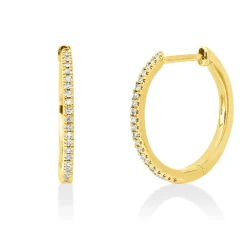 Creolen aus 585 Gold Gelbgold 42 Diamanten 0,05ct TW-PI 13,4x0,8mm