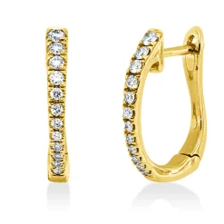 Creolen aus 585 Gold Gelbgold 24 Diamanten 0,18ct TW-SI 14,9x2,2mm
