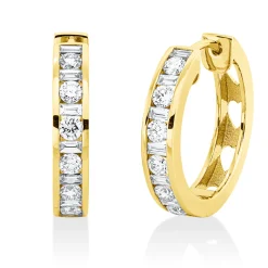 Creolen aus 750 Gold Gelbgold 26 Diamanten 0,82ct TW-SI 18x2,3mm