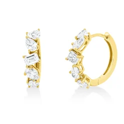 Creolen aus 750 Gold Gelbgold 10 Diamanten 1,59ct TW-SI 16,4x4,7mm