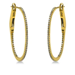 Creolen aus 750 Gold Gelbgold 98 Diamanten 0,2ct TW-SI 24x0,8mm