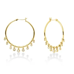 Creolen aus 585 Gold Gelbgold 18 Diamanten 0,25ct TW-SI 34x2,8mm