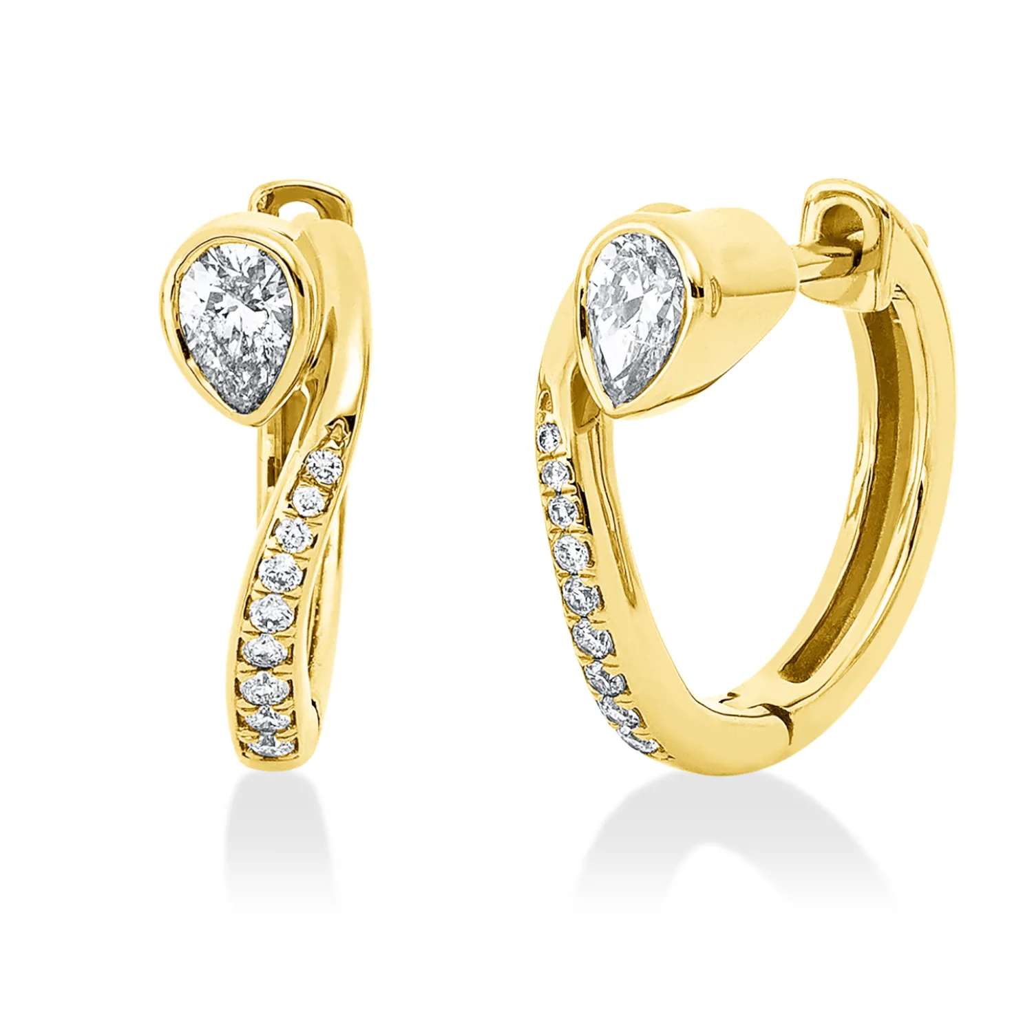 Creolen aus 750 Gold Gelbgold 20 Diamanten 0,4ct TW-SI 15,5x5mm