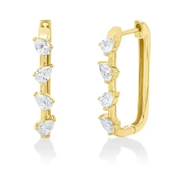Creolen aus 750 Gold Gelbgold 8 Diamanten 1,14ct TW-SI 24x4,4mm 3er-Krappe