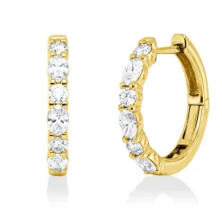 Creolen aus 585 Gold Gelbgold 12 Diamanten 0,75ct TW-VSI/SI 16,7x2,5mm