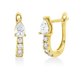 Creolen aus 750 Gold Gelbgold 10 Diamanten 0,62ct 13x3,8mm
