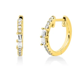 Creolen aus 750 Gold Gelbgold 20 Diamanten 0,18ct 13,6x2mm
