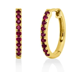 Creolen aus 750 Gold Gelbgold 18 Rubine 0,42ct rot 16,1x1,9mm