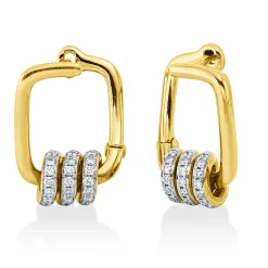 Creolen aus 750 Gold gelb/weiß 42 Brillanten 0,2ct W-PI 17,5x9,5mm