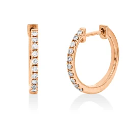 Creolen aus 585 Gold Rotgold 20 Brillanten 0,16ct TLB-SI 13,8x1,4mm