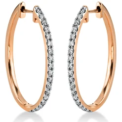 Creolen aus 750 Gold Rotgold 36 Brillanten 0,62ct TW-SI 29,3x1,9mm