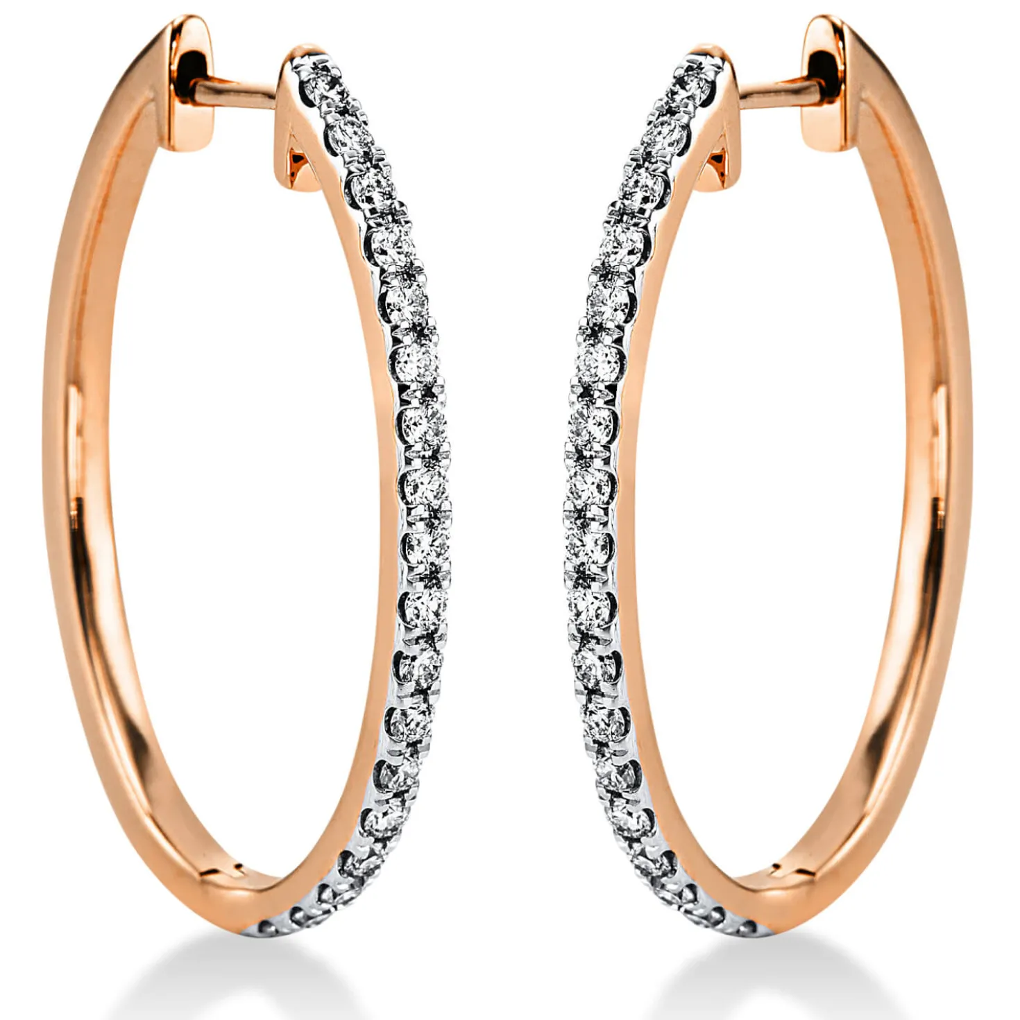 Creolen aus 750 Gold Rotgold 36 Brillanten 0,62ct TW-SI 29,3x1,9mm
