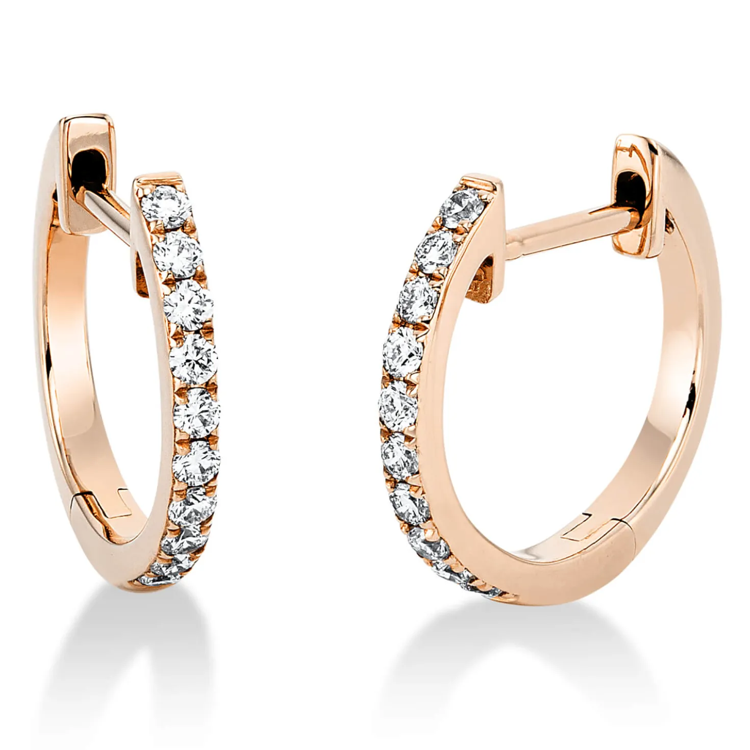 Creolen aus 750 Gold Rotgold 20 Brillanten 0,21ct TW-SI 14,3x1,4mm