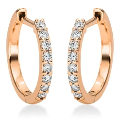 Creolen aus 750 Gold Rotgold 16 Brillanten 0,16ct TW-SI 13,9x1,6mm