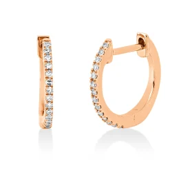 Creolen aus 750 Gold Rotgold 28 Diamanten 0,08ct I-SI 11,6x1mm
