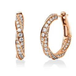 Creolen aus 750 Gold Rotgold 194 Diamanten 2,1ct TW-SI 20,2x3,9mm