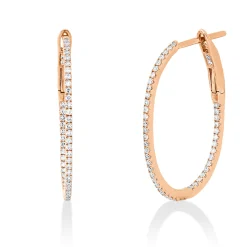 Creolen aus 750 Gold Rotgold 96 Diamanten 0,3ct TW-SI 24x1mm