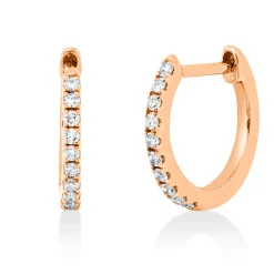 Creolen aus 750 Gold Rotgold 20 Diamanten 0,07ct TW-SI 10x1mm