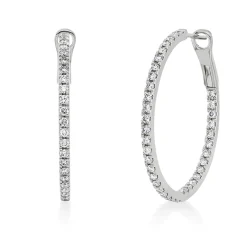 Creolen aus 750 Gold Weißgold 76 Brillanten 1ct TTLB-SI 29,7x1,8mm