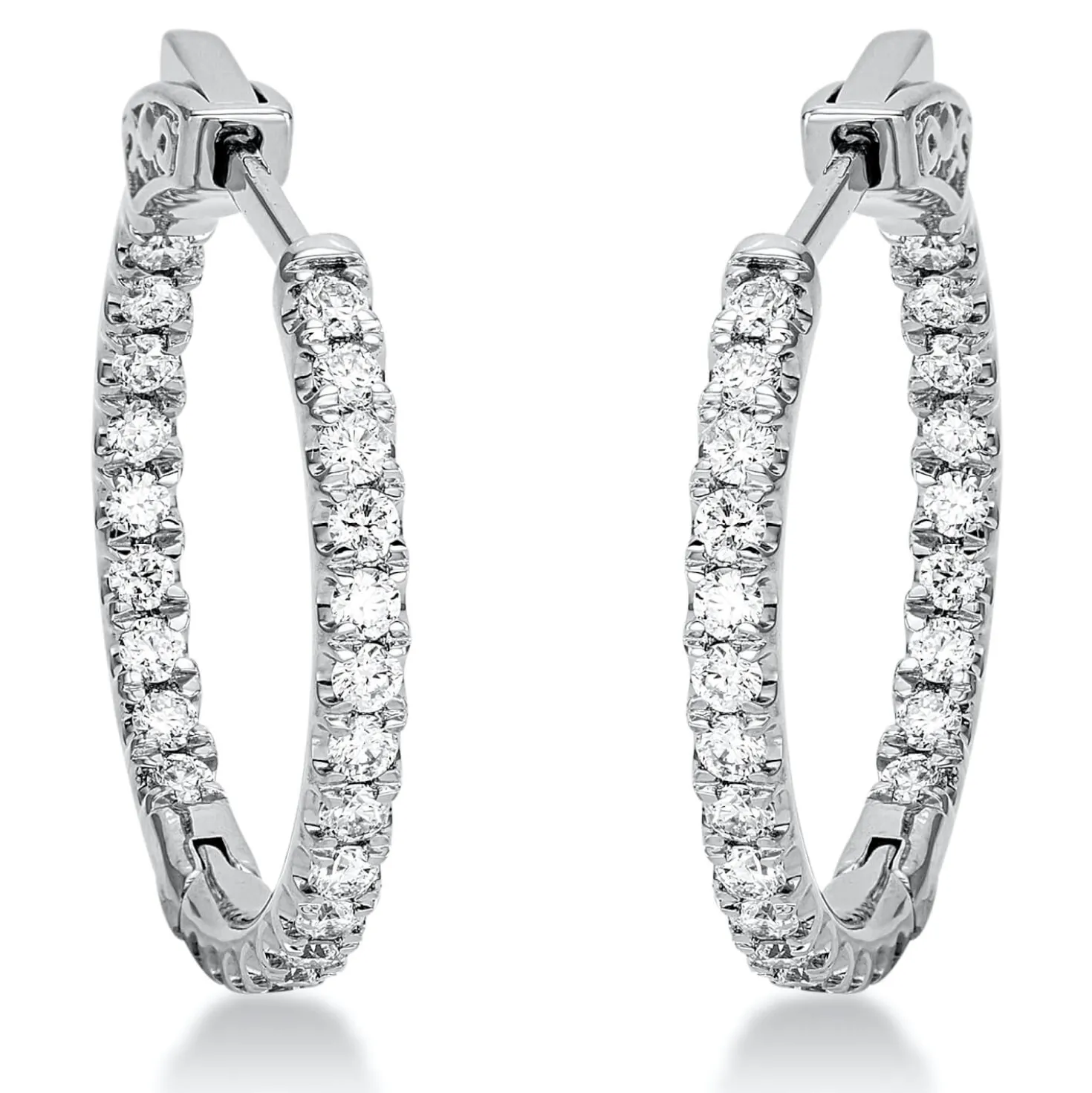 Creolen aus 750 Gold Weißgold 48 Brillanten 0,65ct TW-SI S:2mm