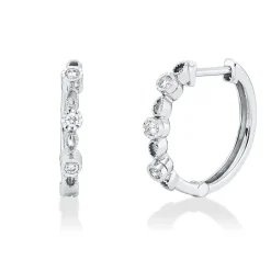 Creolen aus 750 Gold Weißgold 6 Brillanten 0,1ct TW-SI 16,6x2,3mm