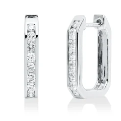 Creolen aus 750 Gold Weißgold 16 Brillanten 0,4ct TW-SI 16,5x2,9mm
