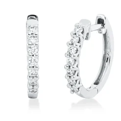Creolen aus 750 Gold Weißgold 14 Brillanten 0,26ct TW-SI 15,8x2,2mm